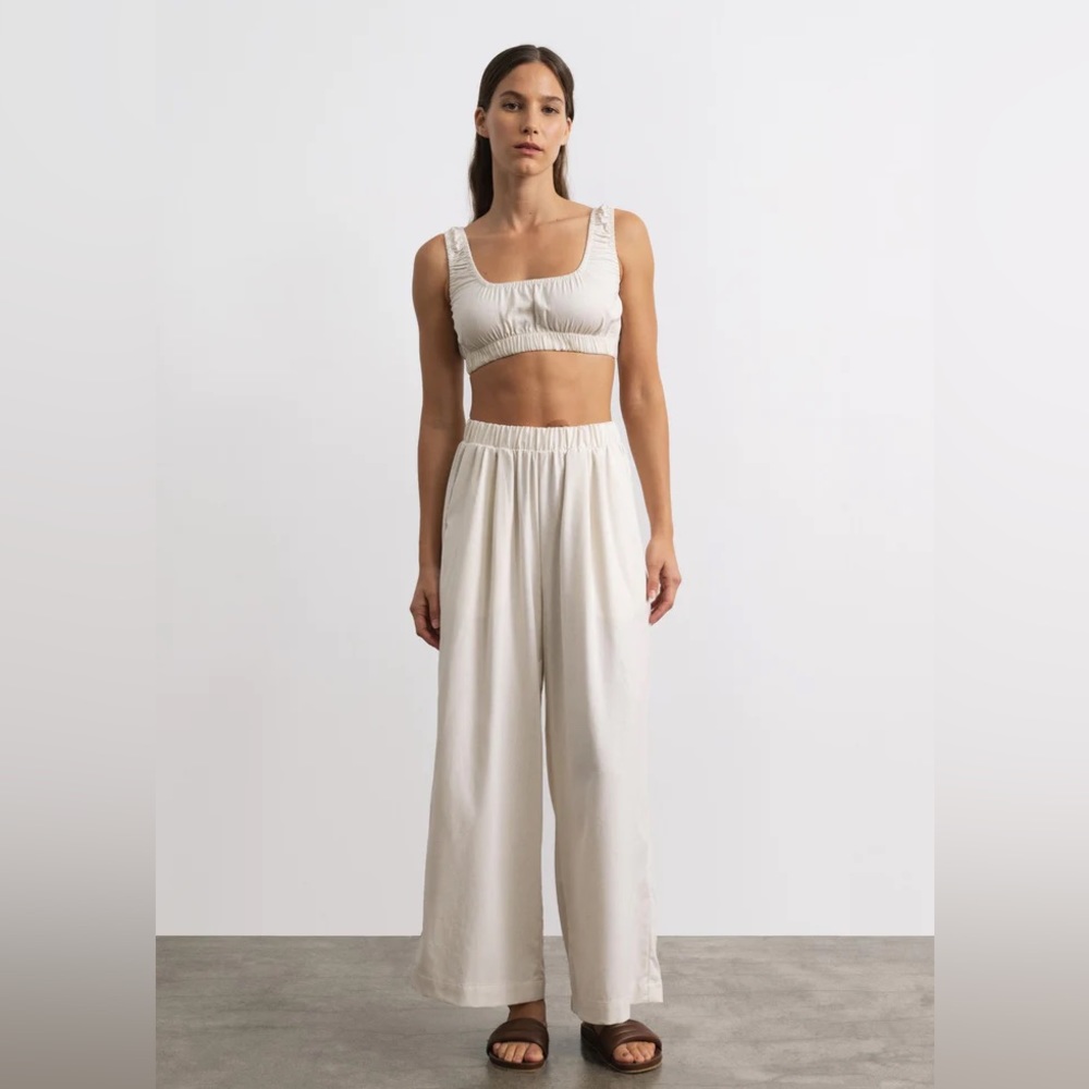 OZMA OF CALIFORNIA// CROP WIDE LEG, REGEN SILK NOIL- NATURAL